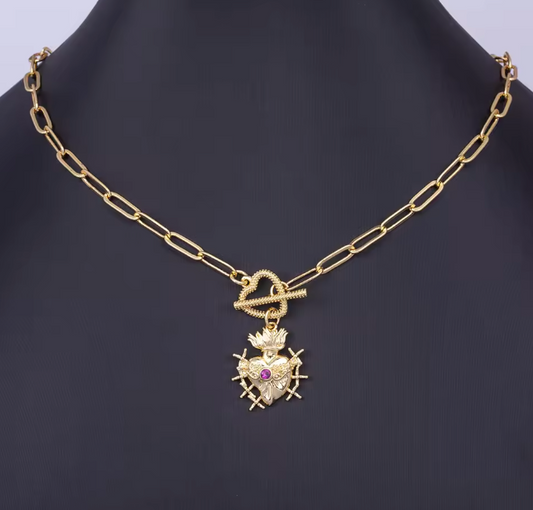 Collar Sagrado Corazón de Jesús – Protección y Fe con Estilo