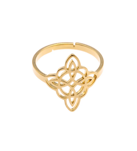 Anillo Regulable Nudo de Bruja para Protección